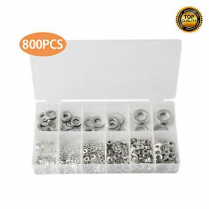 Washers Set 800x Stainless Steel Flat &amp; Spring Washer Assortment Rust Resistant