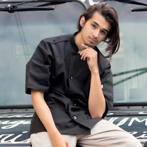 Short Sleeve Black Chef Coat Buttons Mesh Back Uncommon Threads Large Unisex NWT