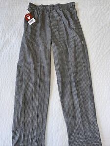 CHEF WORKS CHECKERED CHEF PANTS SIZE M Elastic drawstring waist