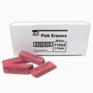 CHARLES LEONARD (3 BX) PINK ECONOMY WEDGE ERASERS 71524BN