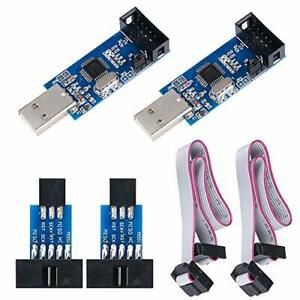 KeeYees 2pcs Downloader Programmer for USBASP for ISP with Cable and 10Pin to 6P