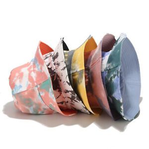Unisex Tie-Dye 100% Cotton Reversible Bucket Hat Fishing Outdoor Protective Sun