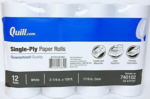 12 pk. Quill Brand® Cash Register Single-Ply Paper Rolls 2-1/4&#034;x150&#039;