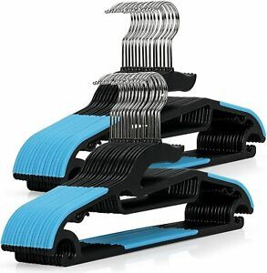 Tinfol 30PC Plastic Hangers Space Saving Clothes Hangers, Dry Wet Black