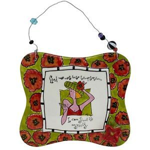 Joyce Shelton BODACIOUS BABES Ceramic Plaque &#034;Lead Me Not Into Temptation&#034;