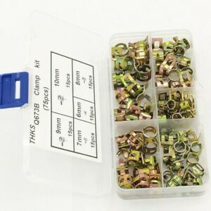 75Pcs Spring Clips Fuel Oil Water Hose Clip Pipe Clamp Attachment 6mm-10mm Set