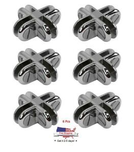 Chrome 4-Way Glass Connector 3/16 Inch Tempered Glass