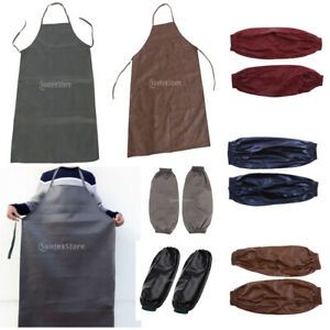 Waterproof PU Apron Kitchen Cooking Apron Dress with Sleeves