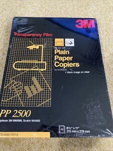 3M Transparency Film PP2500 For Plain Paper Copiers 100 Sheets 8.5&#034;x11&#034; - SEALED