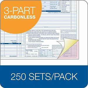 Adams Garage Repair Order Forms, 8.5 x 11 Inch, 3 Parts, 250-Count