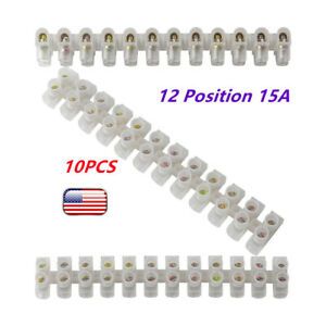 10PCS 12 Position 15A Dual Row Terminal Strip Screw Terminal Barrier Block