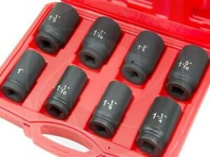 8pcs 3/4in Square SAE Imperial Extra Deep Impact Large Axle Lug Nut Truck Socket