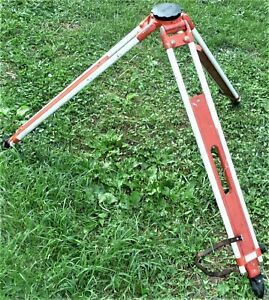 VINTAGE REALIST DAVID WHITE WOOD SURVEYORS TRANSIT TRIPOD ORANGE
