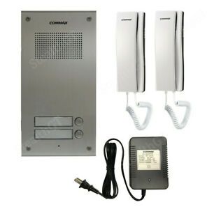 COMMAX Audio Intercom KIT. 1x 2 Buttons Panel, 2x Audio Phone,1x Power Adapter