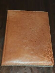 Authentic Smooth Quill Tan Ostrich 9 x 12 Portfolio / Binder / Notebook