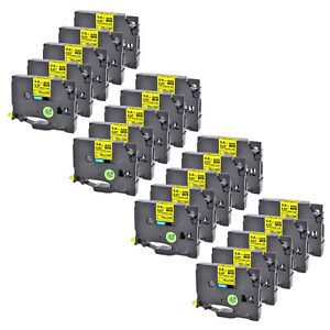 20PK Black on Yellow Fits Brother HSe-611 HSe611 5.8mm Heat Shrink Tube