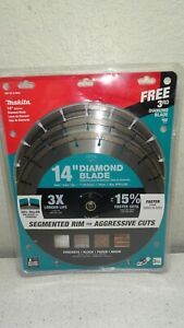 New! 3 Pack Makita 14 in. Segmented Rim Diamond Blade  B-69646