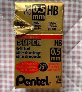 FINE 0.5 MM hb PENTEL, 9 Tubes Refill Lead for Pencils