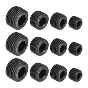 3 Set Carbon Steel Internal Hex Pipe Plug 1/8NPT 1/4NPT 3/8NPT 1/2NPT Male
