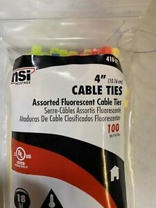 (V) NSI Industries Assorted Fluorescent Cable Ties 4&#034; - huge lot (qty 200 bags)