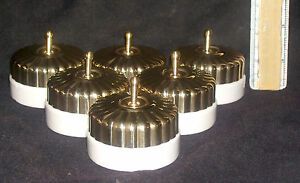 Vintage Brass &amp; Ceramic Electric Switch button flower design working order 2 way