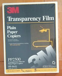3M Transparency Film For Plain Paper Copiers 100 Clear Sheets 8 1/2 x 11 PP 2500