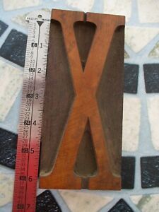 LETTERPRESS PRINTING 6&#034; SERIF WOOD TYPE LETTER X