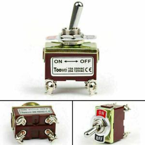1Pc 2Terminal 4Pin ON-OFF 15A 250V Toggle Switch Screw DPST Industrial Grade EP