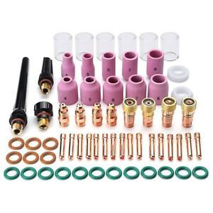 63 Pieces TIG Welding Accessory Kit Chuck Body Glass Cup Aluminum Nozzle CoarsZ4