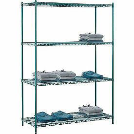 Nexel Poly-Green, 4 Tier, Wire Shelving Starter Unit, 60&#034;W x 21&#034;D x 86&#034;H 21608G