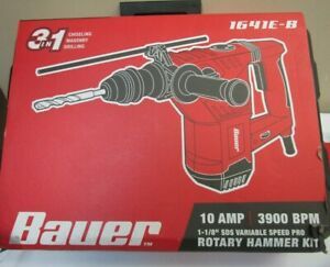 Bauer 10A 3900BPM 1-1/8&#034; SDS Variable Speed Corded Rotary Hammer Kit 1641E-B NEW