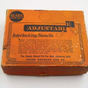 VTG Sears &amp; Roebuck Company Brass Interlocking Stencils Original Box