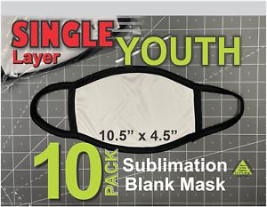 10 pack Single Layer YOUTH Sublimation Blank Face Mask Fabrics Cover for Med Mas