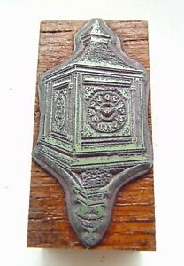 Printing Letterpress Printers Block Vintage 4 Sided Street Clock