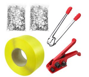 Pallet Packaging Strapping Banding Kit Tensioner Tool Sealer 3200&#039; Length x 1/2&#034;