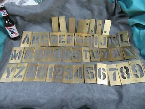 Vtg Surplus Brass Stencil Set,3&#034; letters/figs,box,USA~NOS#BS8.11.21.3