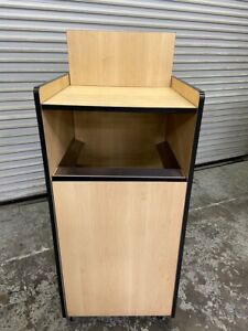22x22 Trash Receptacle Wood Waste Cabinet With Bin on Wheels Front Load #6479