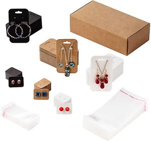 Earrings and Necklace Display Cards with Bags - 400 Paper Display Cards + 400 Se