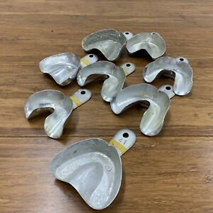 Lot of 8 Dental Impression Autoclavable Trays Mandibular Accu Dent
