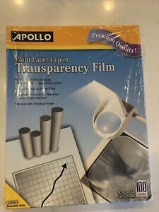 Apollo Plain Paper B/W Transparency Film, Letter, Clear, 100/Box