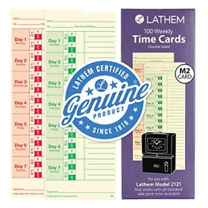 Lathem Weekly Time Cards, Double-Sided, For Lathem Model 2121/Side-Print Time