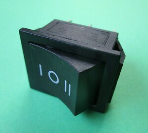 Wippschalter rastend • I-OFF-II • schwarz • 6 Pin • 250V ••• 16A / 20A