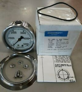 New ASHCROFT 63 mm 1008AL02B PRESSURE GAUGE Glycerine Filled 0-5000 PSI 1/4&#034; NPT