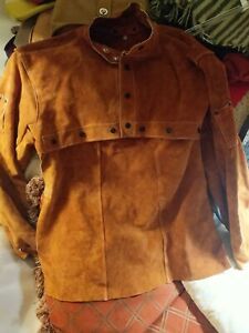 Geniun suede Leather Welding Jacket with Split Legs Apron XL.