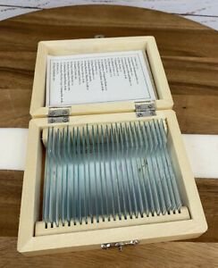 AmScope 25 Prepared Microscope Slides Glass with Wooden Box