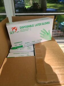 Latex disposable gloves Size: Large box of 1000 [10 boxes of 100 gloves]
