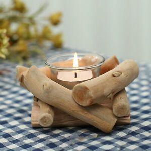 Glass Wedding Decoration Handmade Wooden Stick Craft Home DIY Tealight Holder