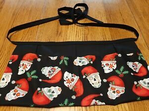 WAITRESS APRON 3 POCKETS CHRISTMAS DAY OF THE DEAD SKULLS