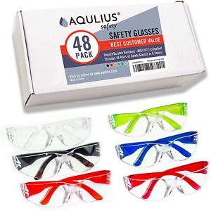 48 Pack of Safety Glasses 48 Protective Goggles in 6 Different Colors Crystal -
