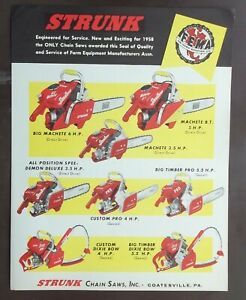 VTG 1958 Sales Brochure STRUNK Chain Saws Farm Equipment Coatesville PA color